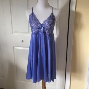 Periwinkle satin and lace babydoll